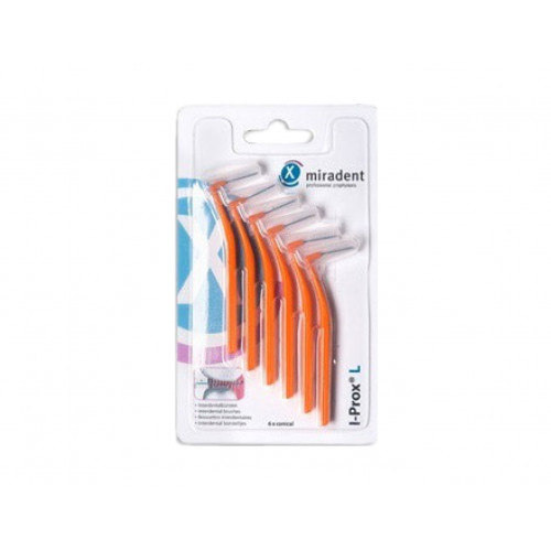 Miradent I-Prox® L - Щеточки для межзубных промежутков, Диаметр щетинок конус Ø 2,5-5,0mm (6 шт.), оранжевые.