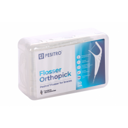 Pesitro Flosser for Braces / Ортодонтические зубочистки с нитью и ёршиком, 50шт